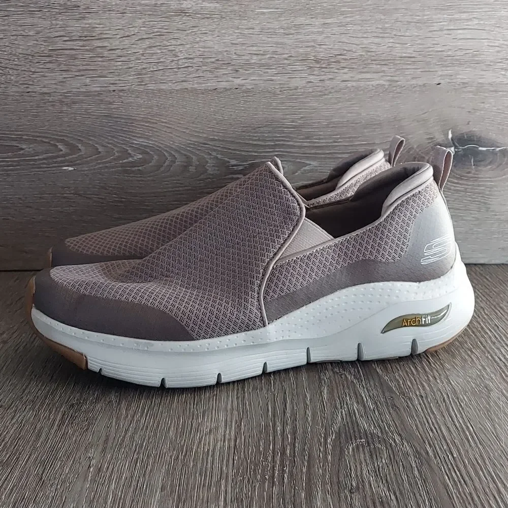 Skechers Men's Arch Fit Banline Sneaker, Taupe, 13